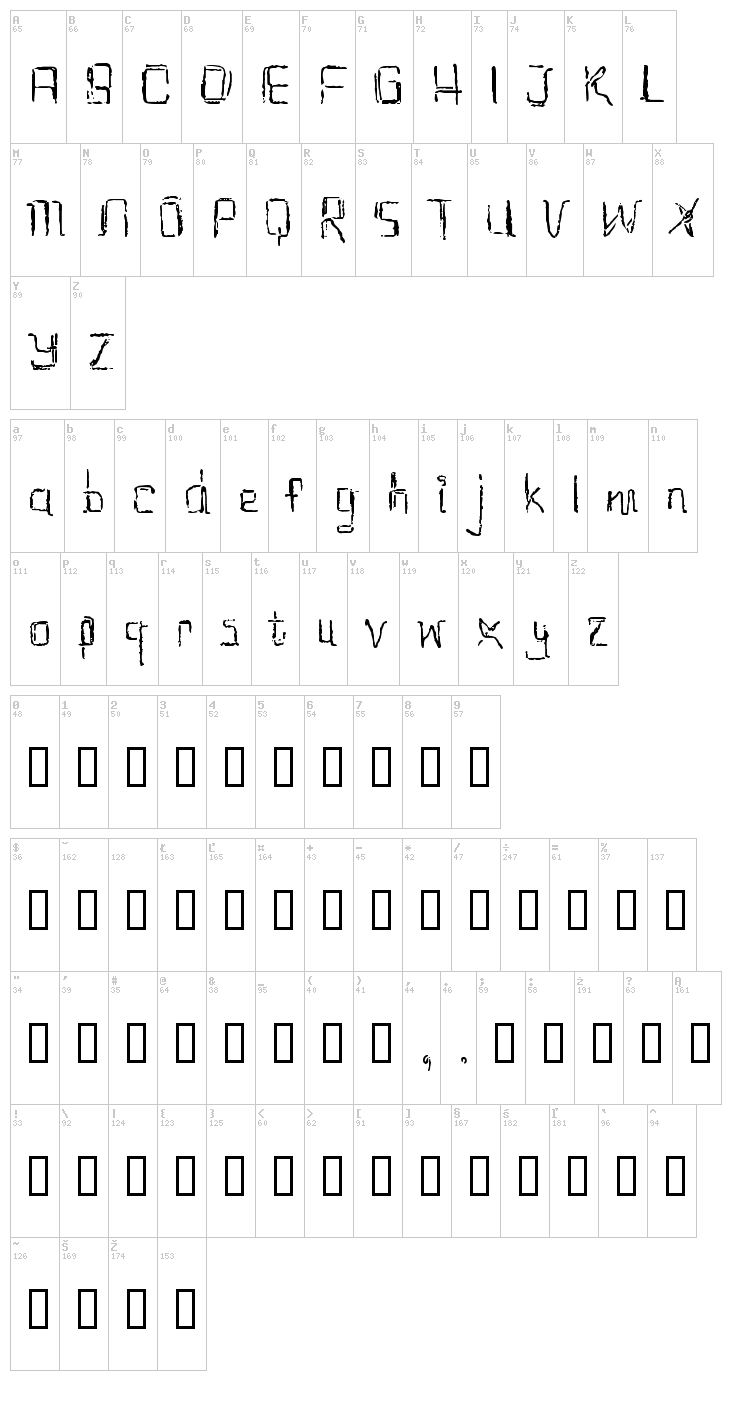 EtchAsketch font map