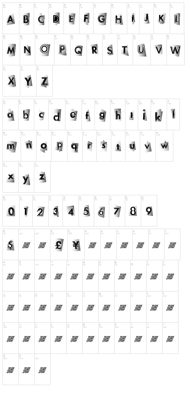 NewHighs font map