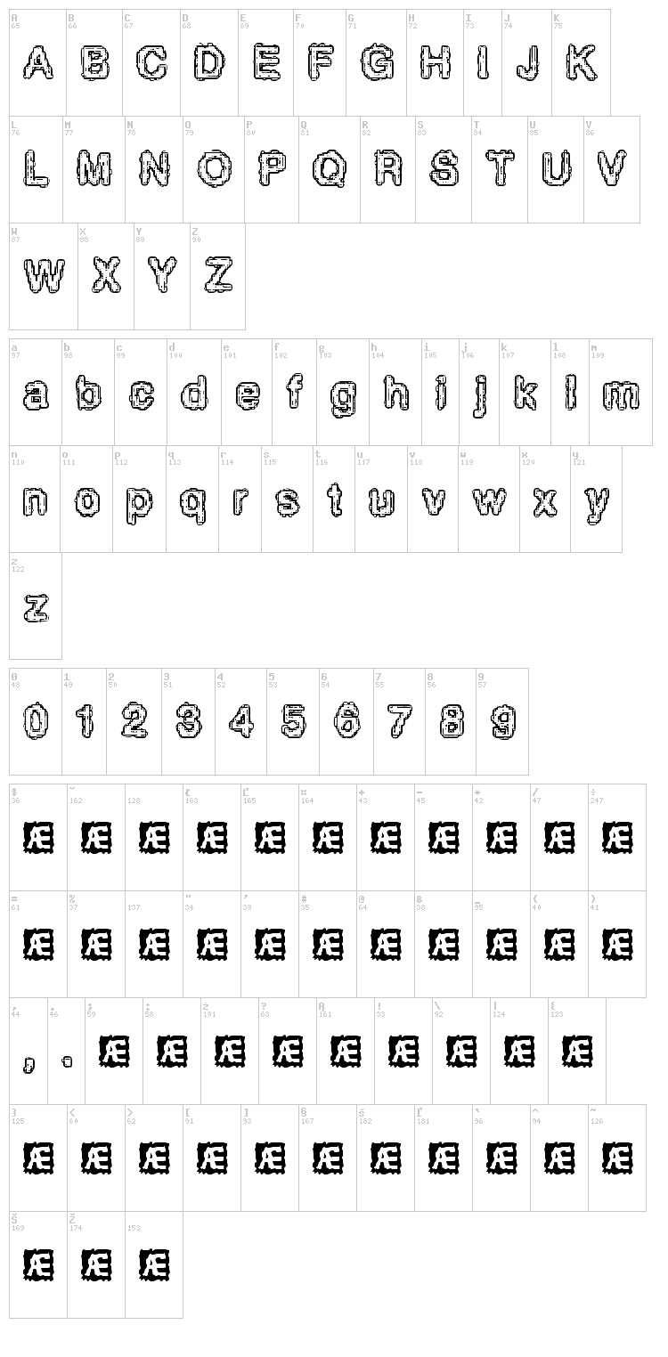 Pixel Krud font map