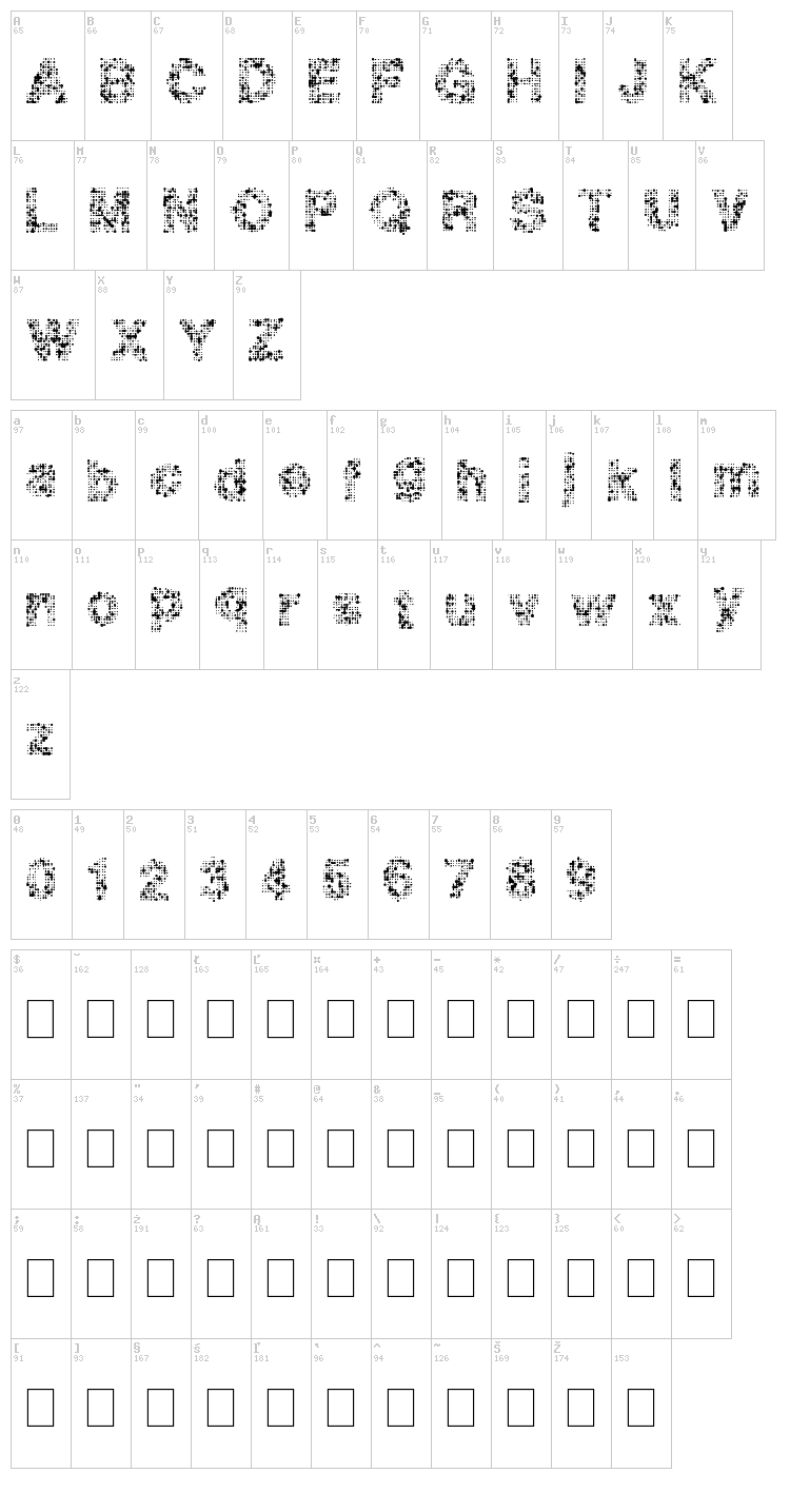 Pixel Drip font map