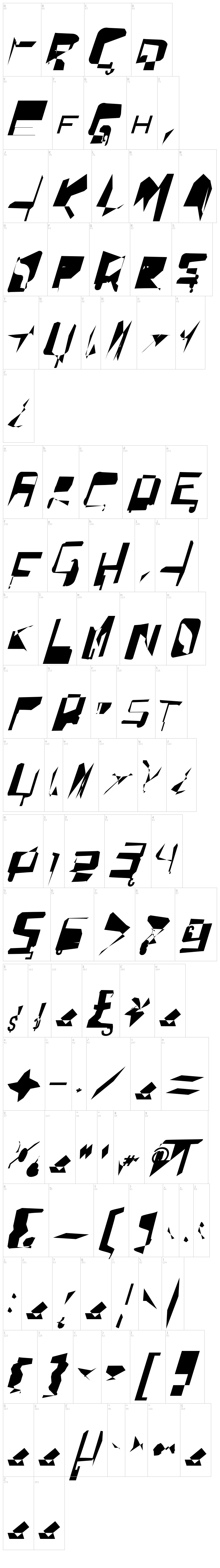 WarpStorm font map