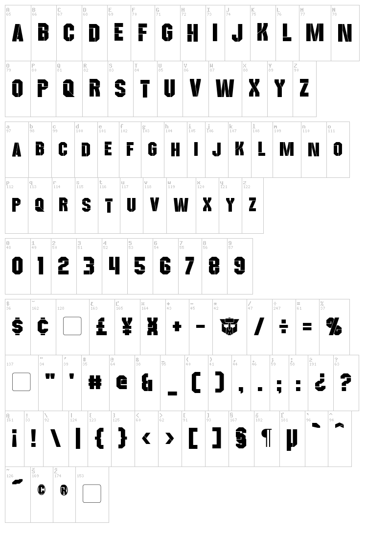 Wreckers font map