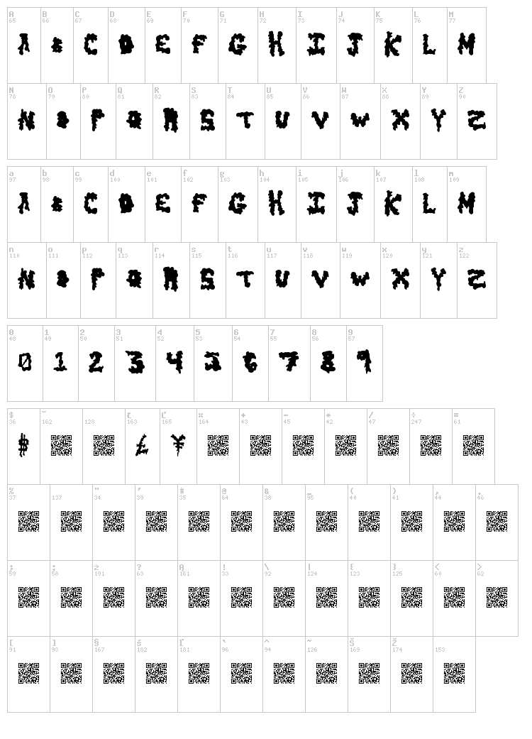 Early Scare font map