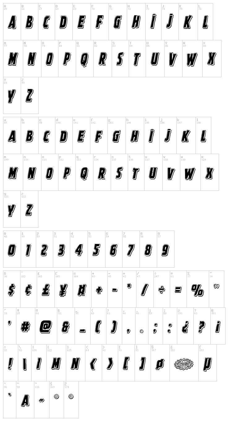Ghoulish Intent font map