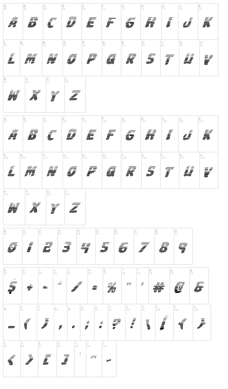 Johnny Torch font map