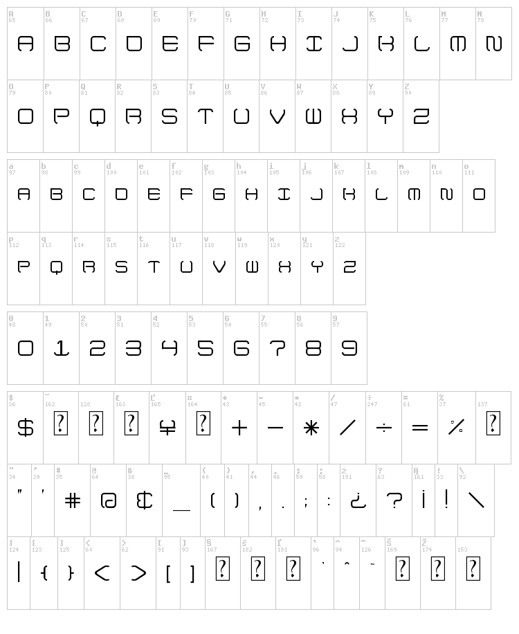 Up In Flames font map