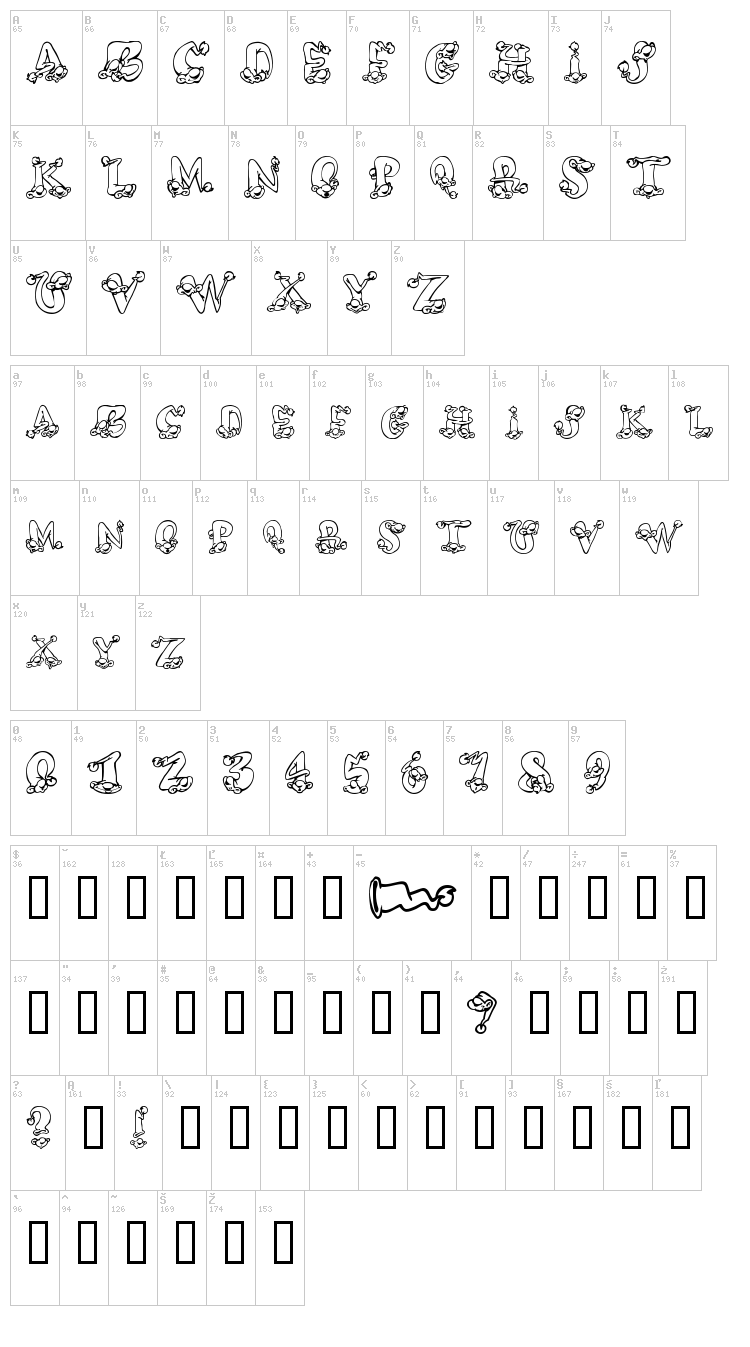 AlphaElfin font map
