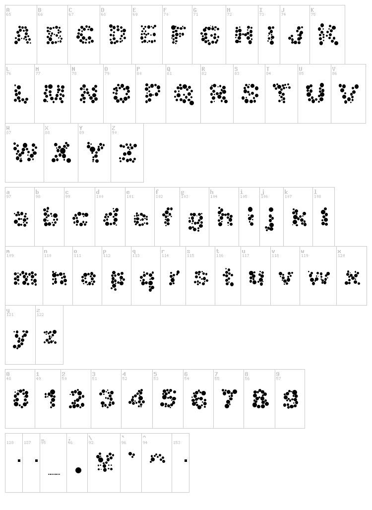Alphabet 05 font map
