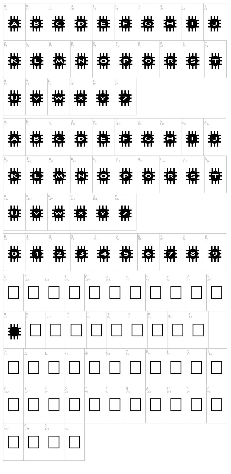 AlphaShapes grids font map