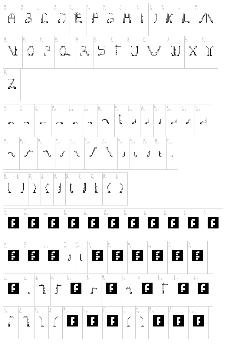 Cranestruct font map
