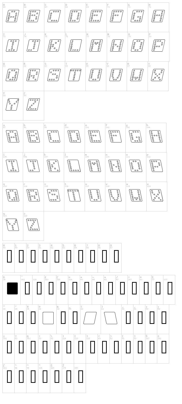 Domino font map