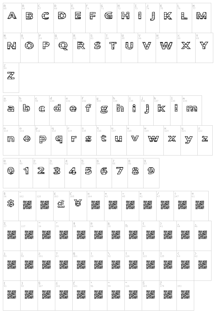 Easy Bricks font map