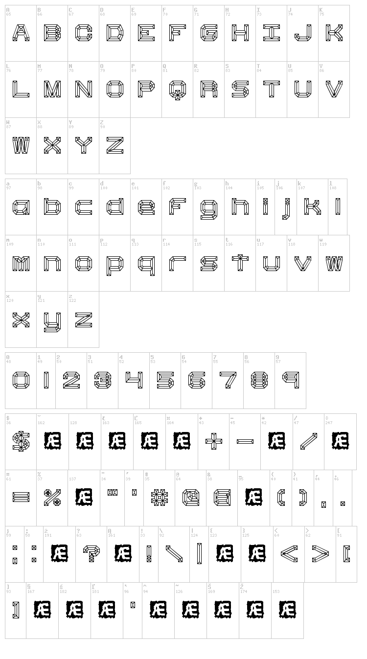 Heavy Bevel font map