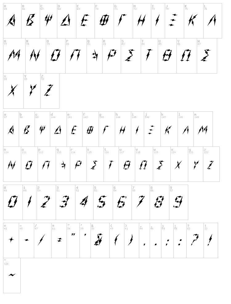 Inner Flasher font map