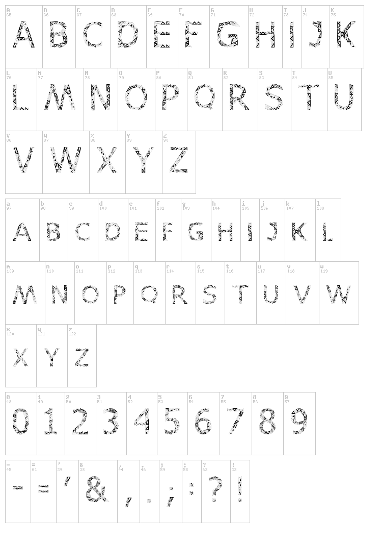 Karora font map