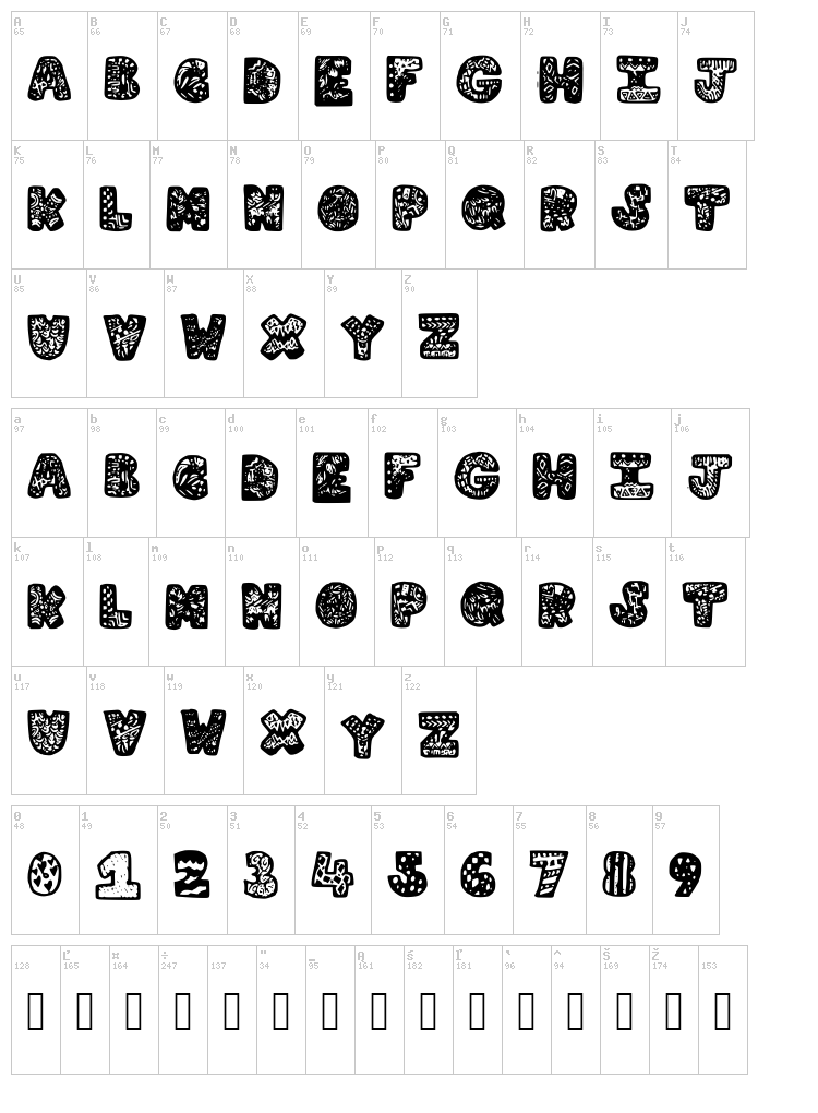 Letter Graphic font map