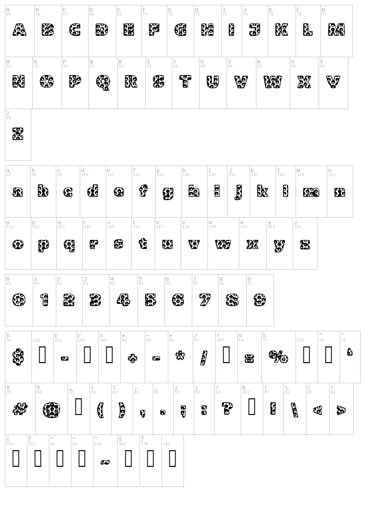 Metalic font map