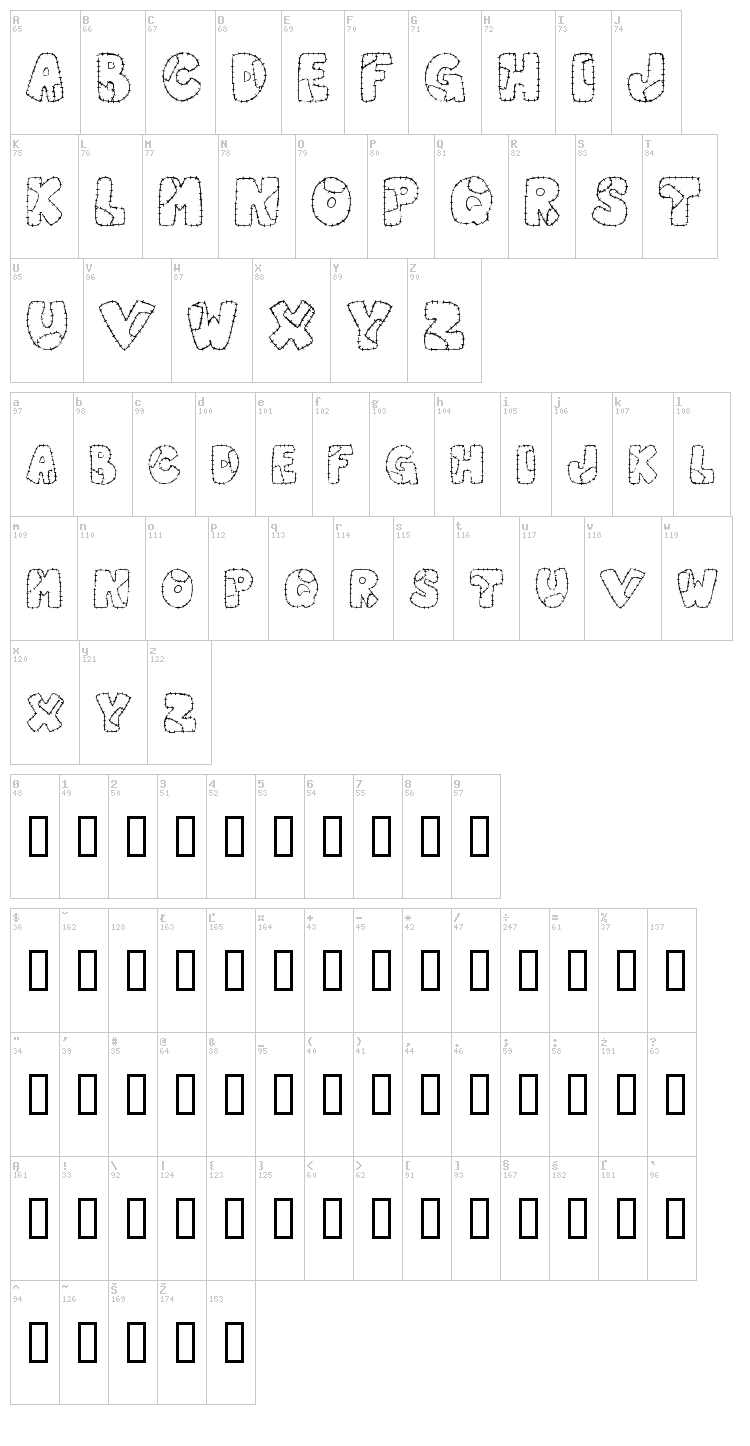 Patchwork Letter font map