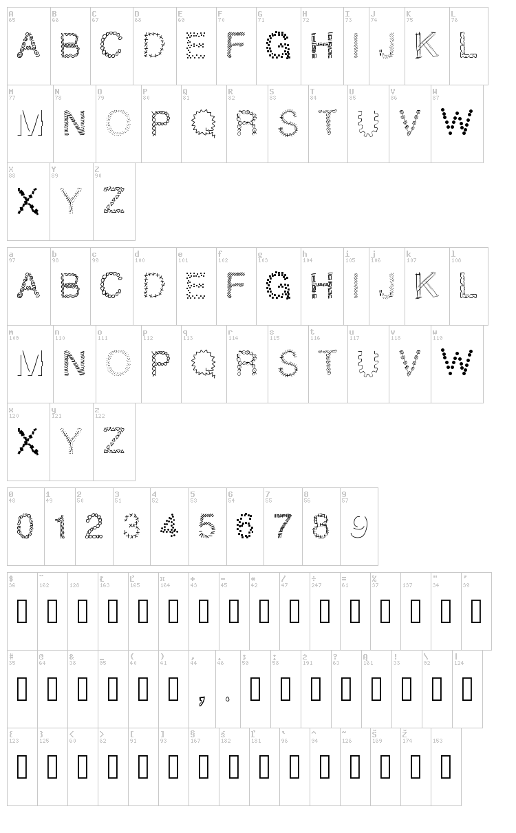 PW Patchwork font map