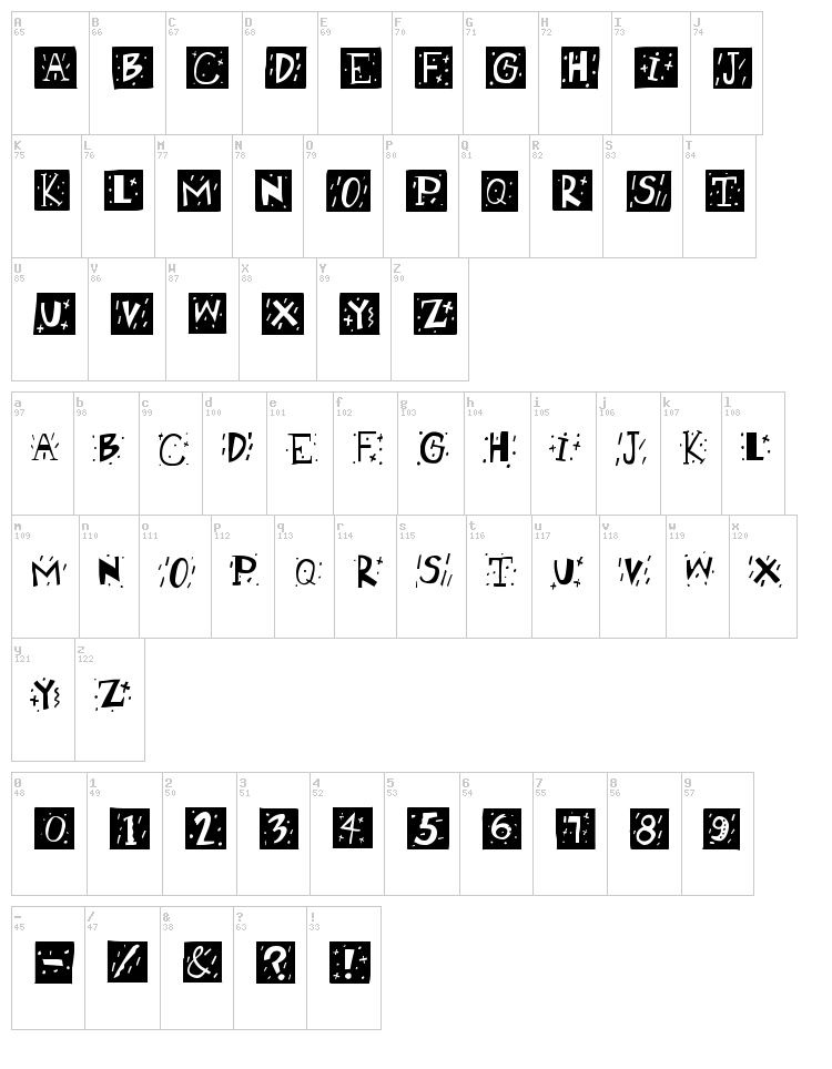 RetroCaps font map