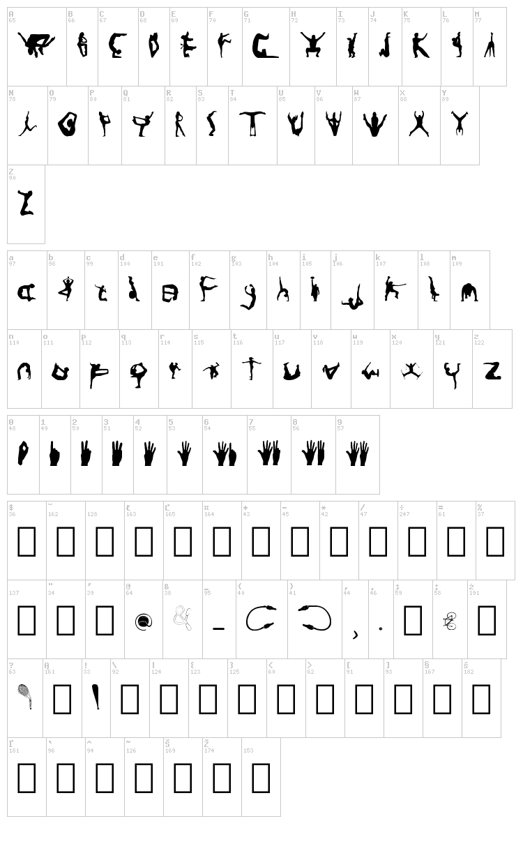 Silhouttes font map