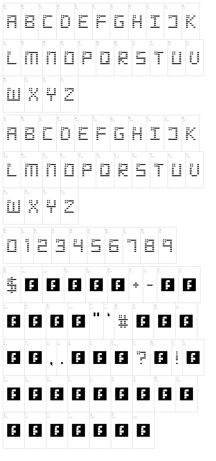 Spangled font map