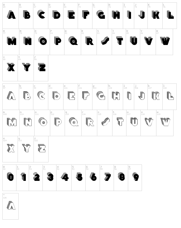 Stackcaps font map