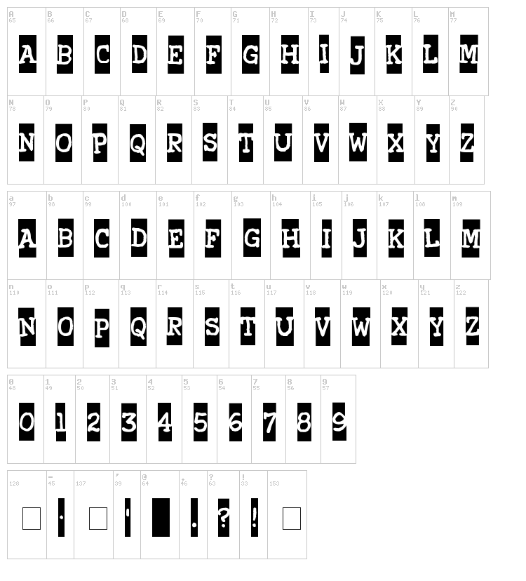 Xerography font map