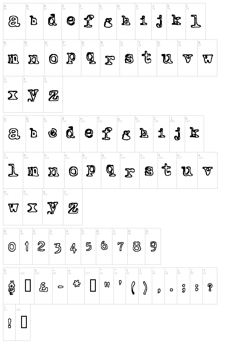 Outwrite font map