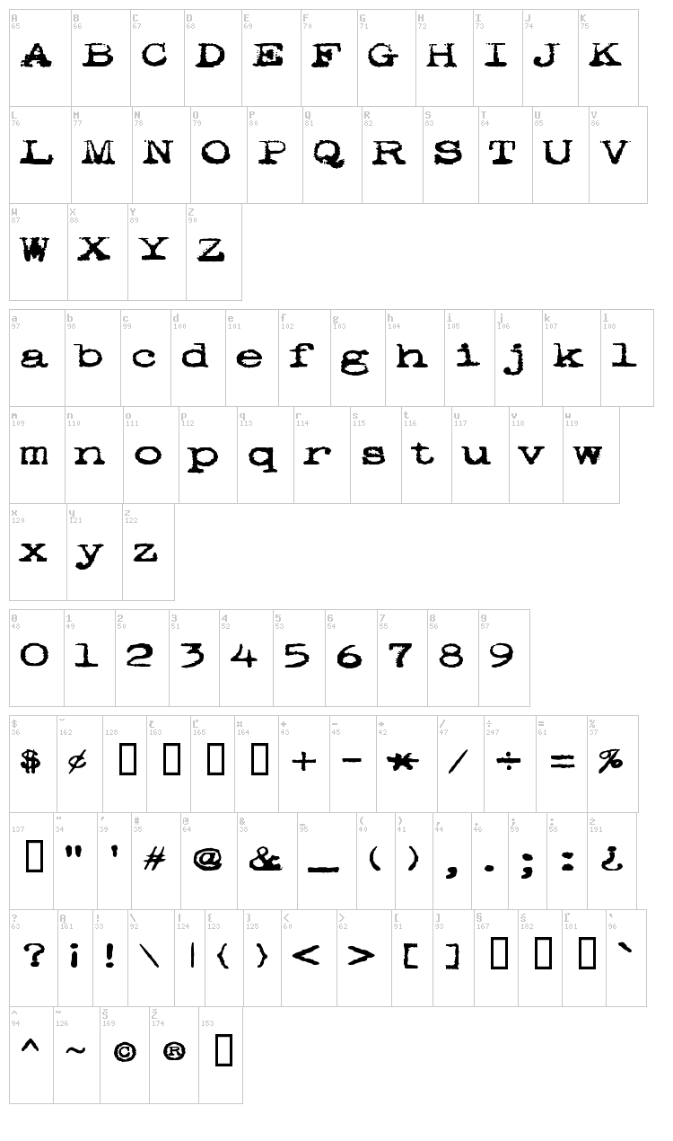 Pookie font map