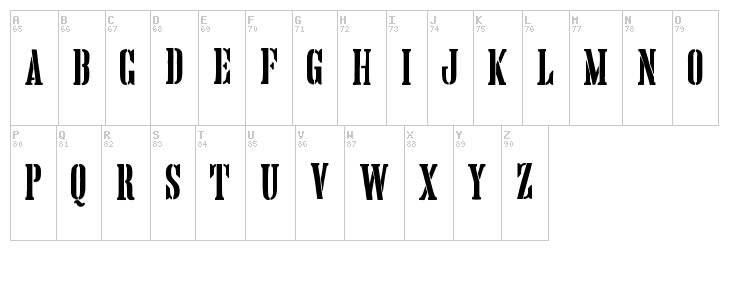 Hand Printing Press Stencil font map