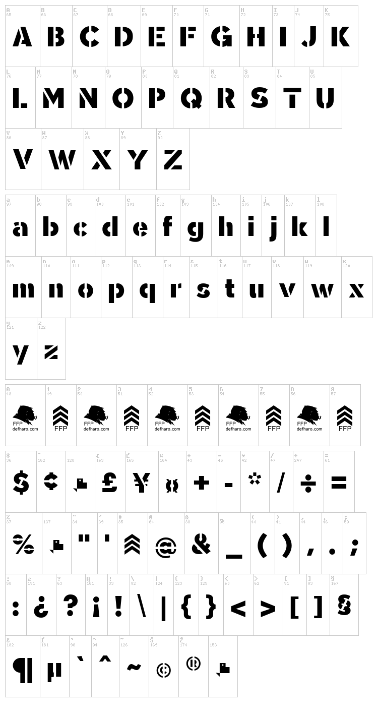 Sargento Gorila font map