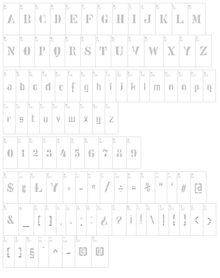 Stencix font map