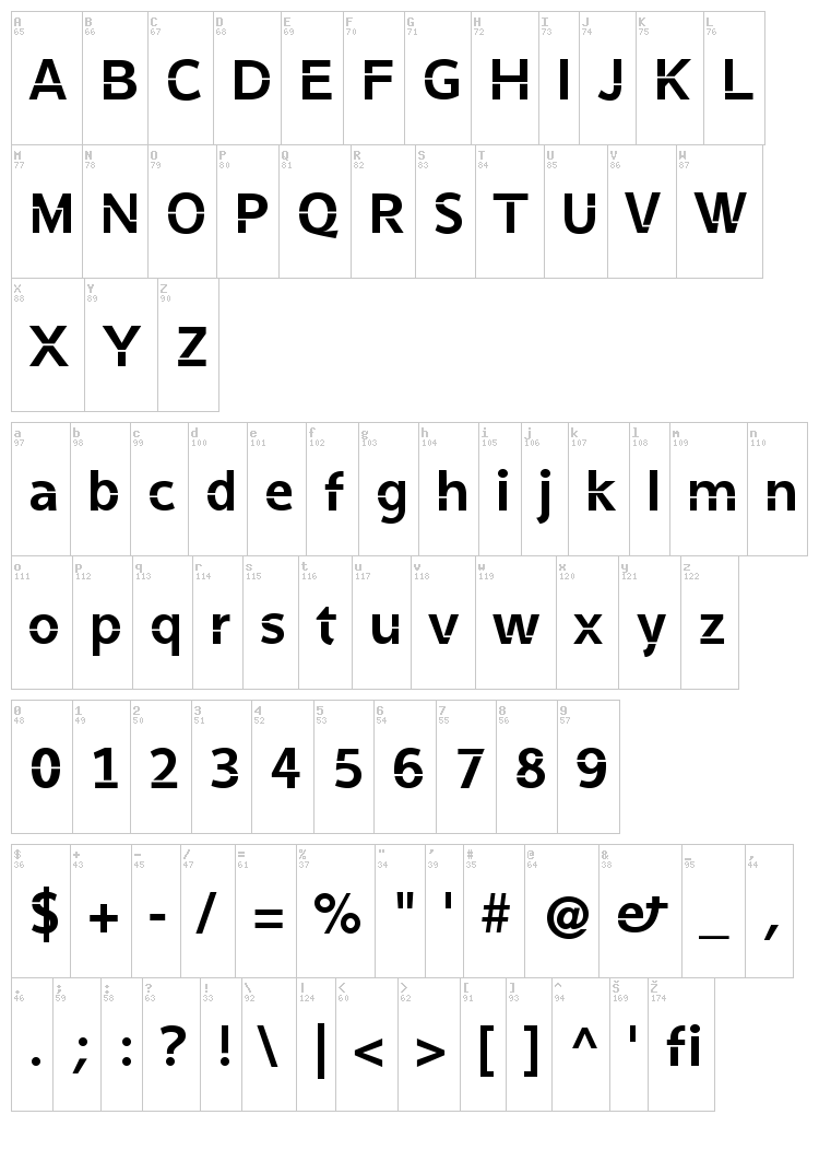 Stenha font map