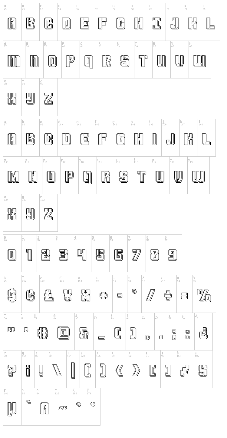 Thunder Trooper font map