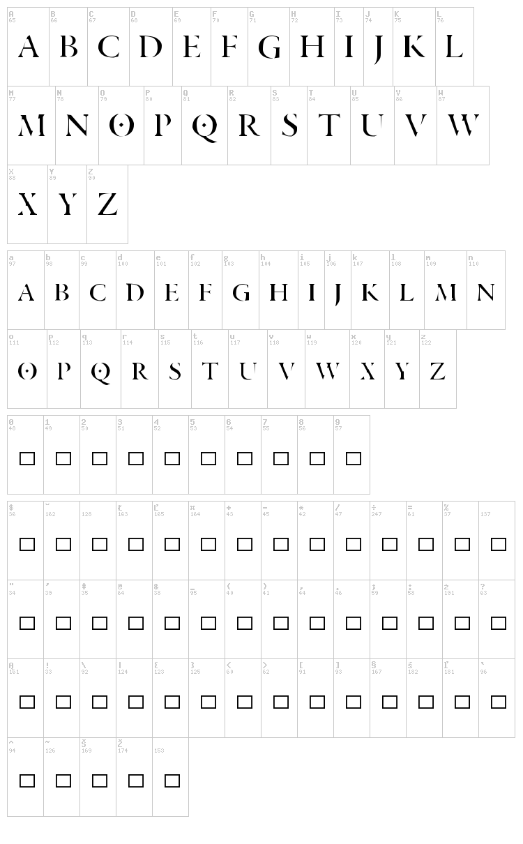 Aranea font map