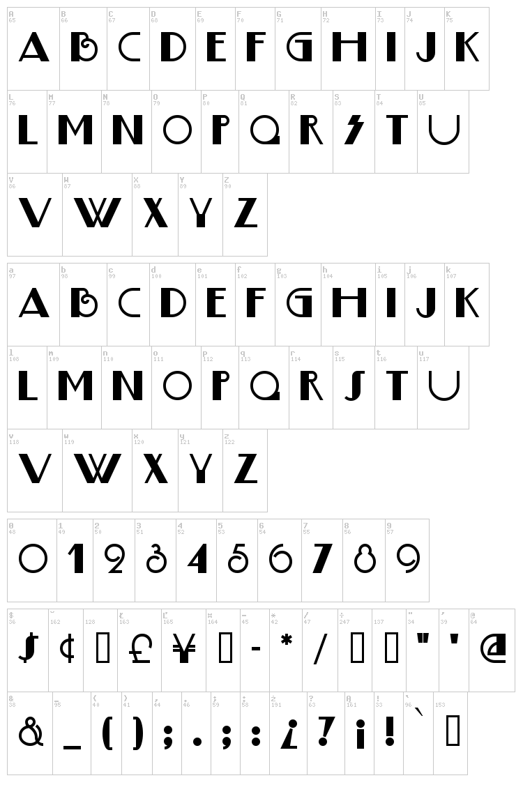 Boogie Nights NF font map