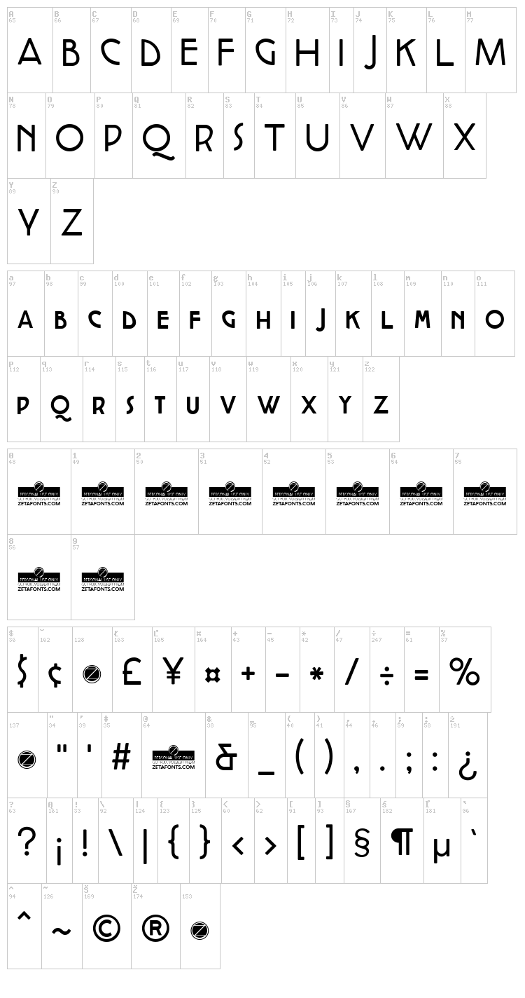 Cocotte font map