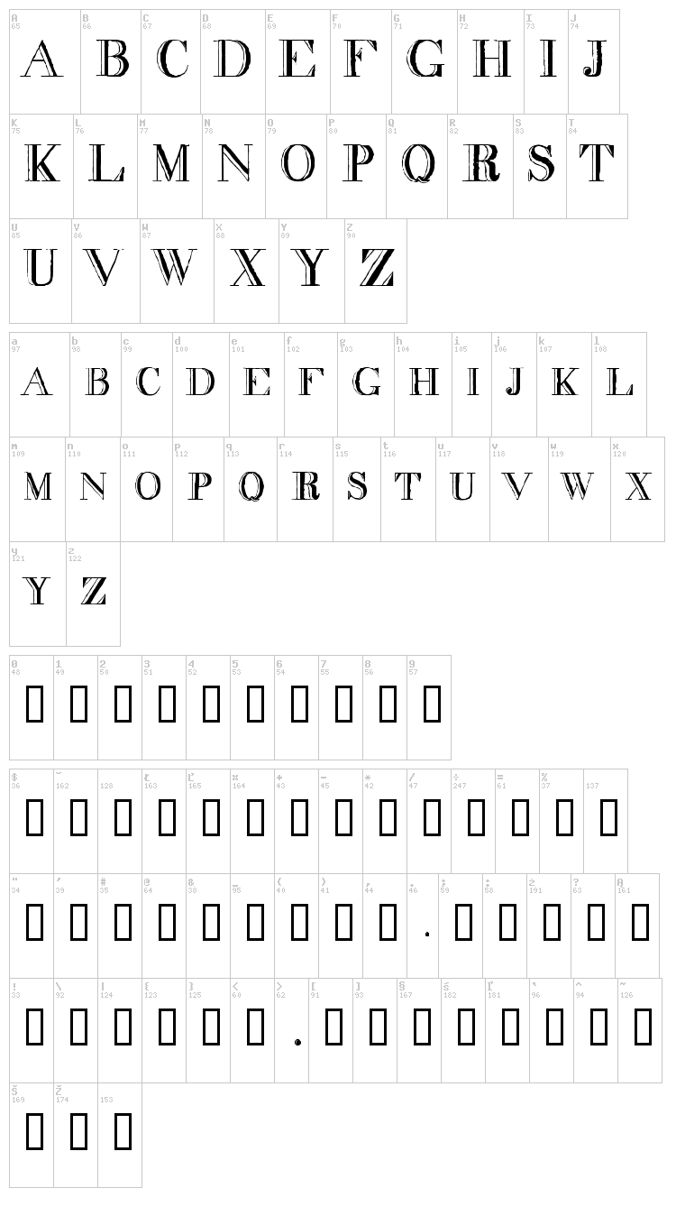 Decadence font map