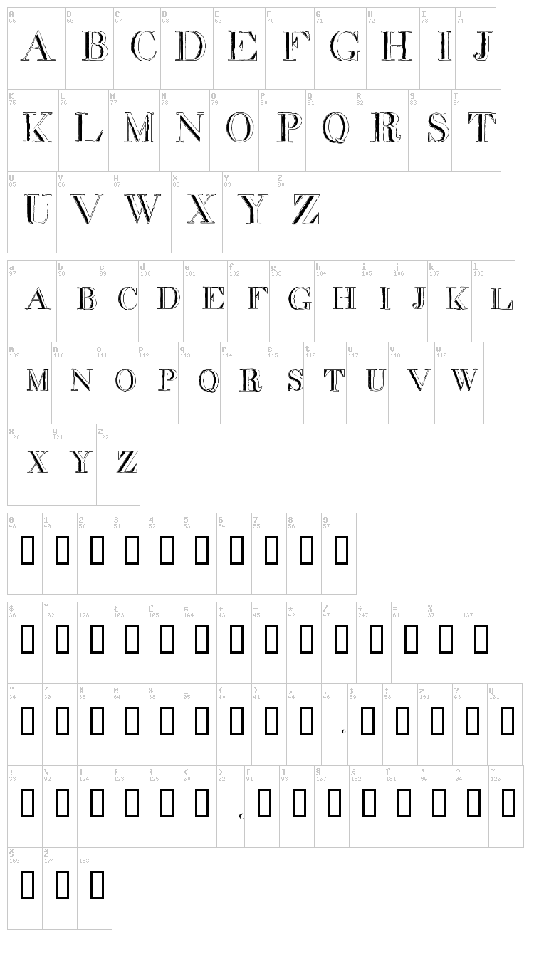 Decadence font map