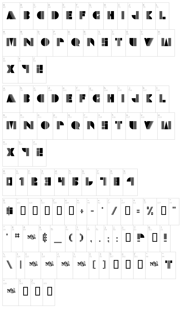 Echo Deco font map