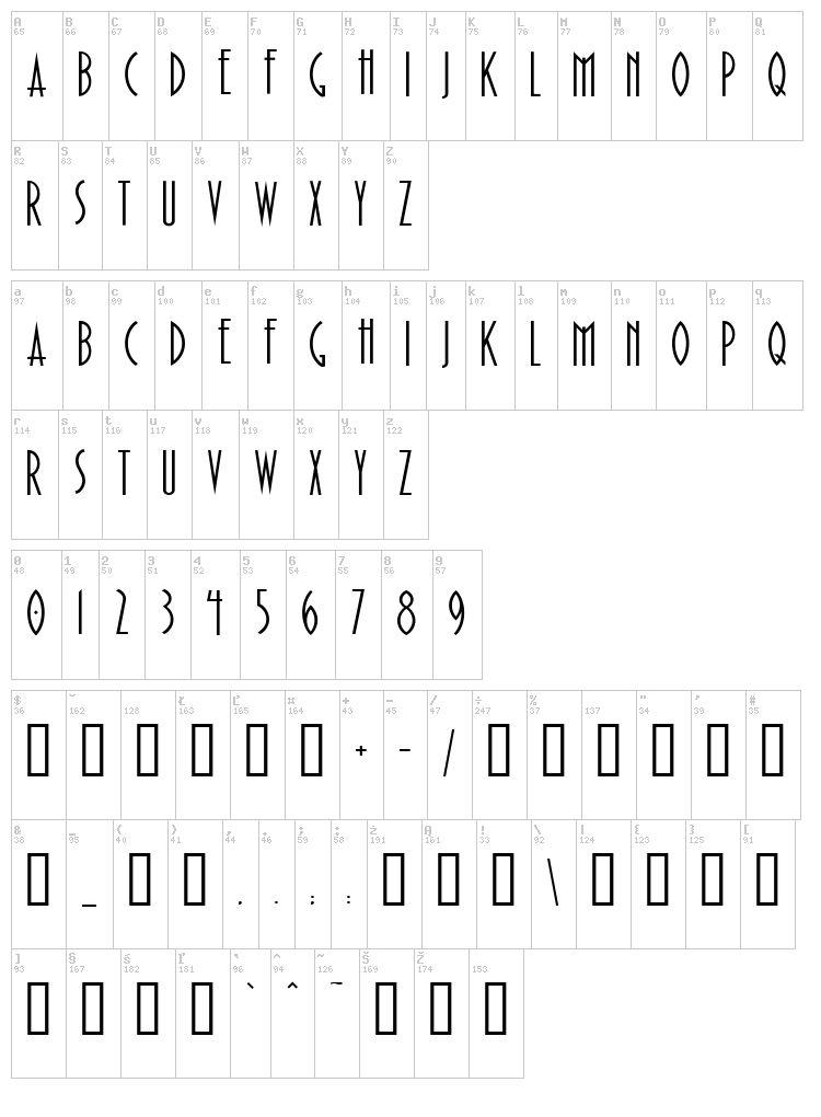 Paulistana Deco font map