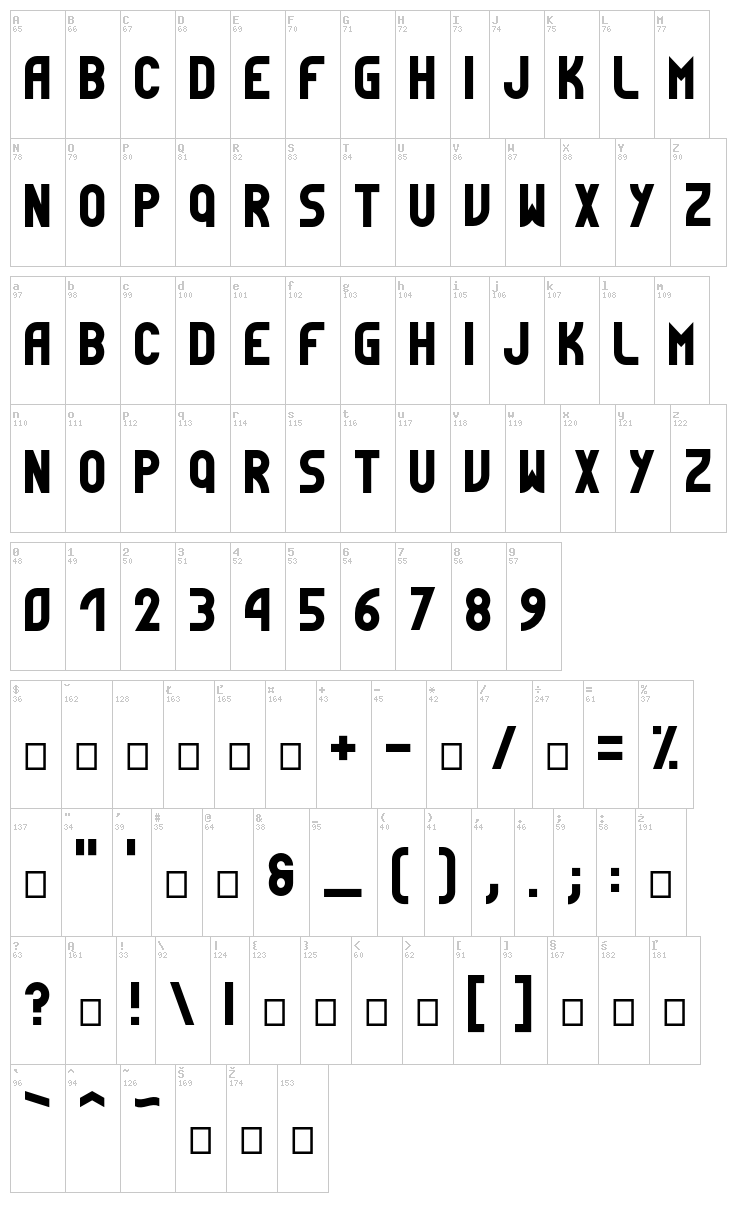 Simpleness font map