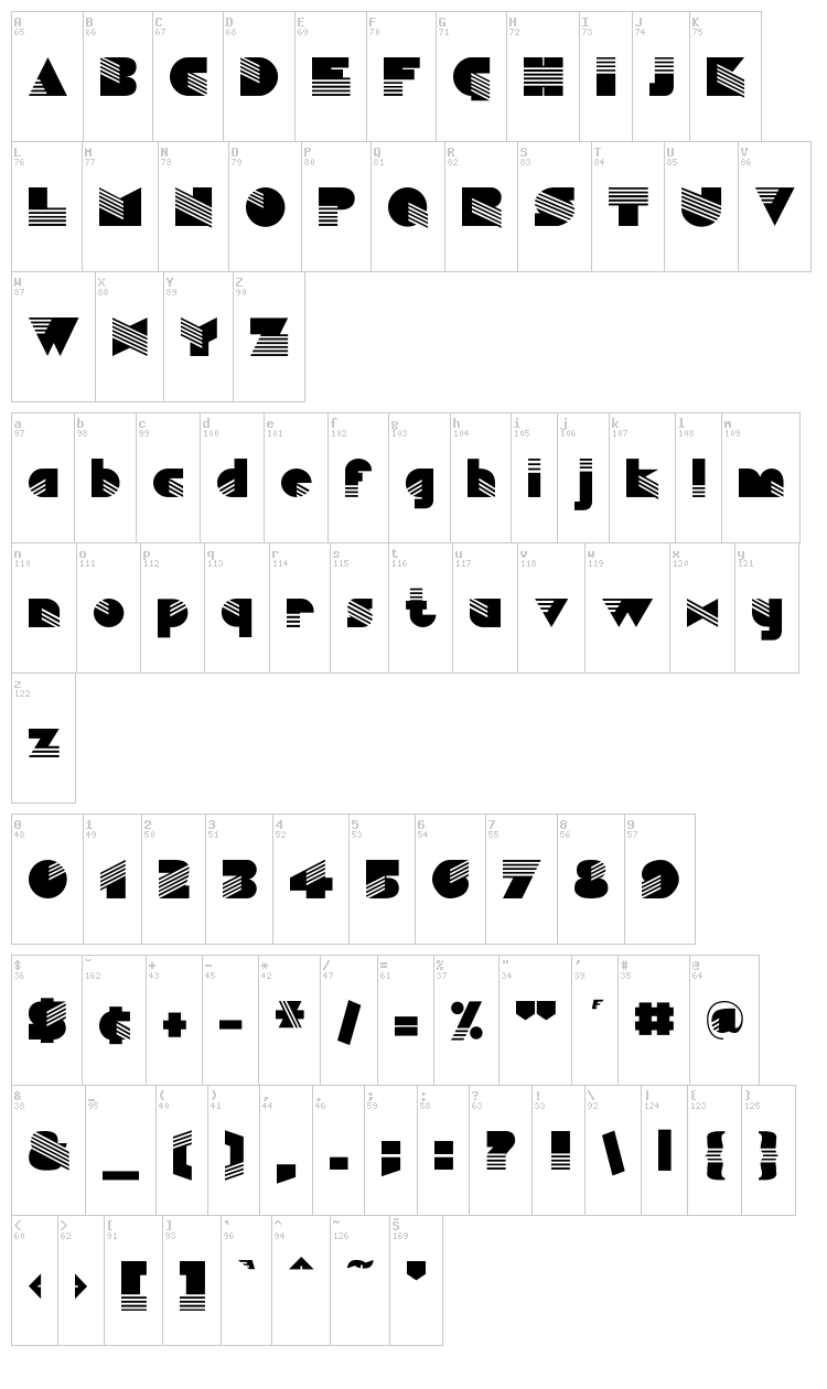 Simulata font map