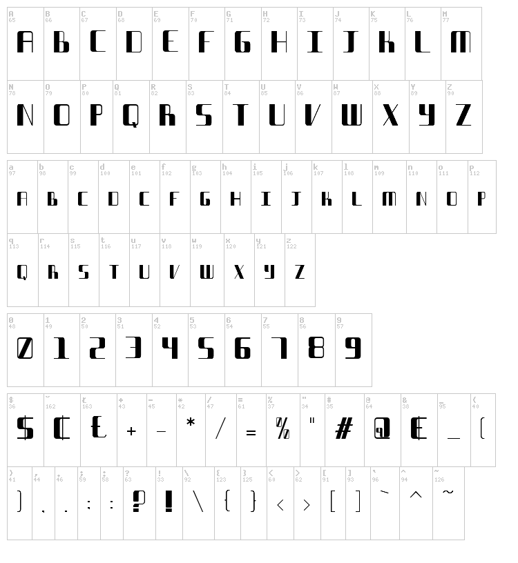 Streamway Compact font map