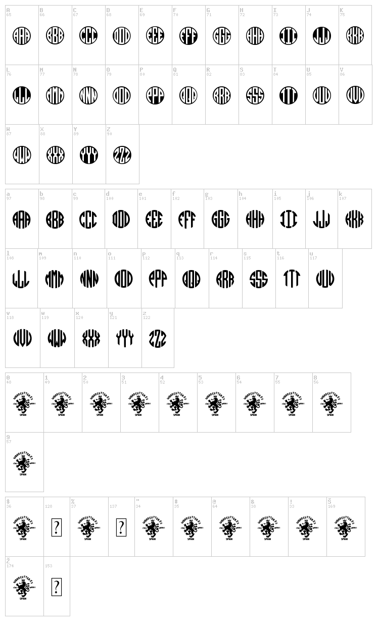 Monogramos font map