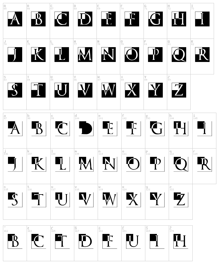 TrajanusBricks font map