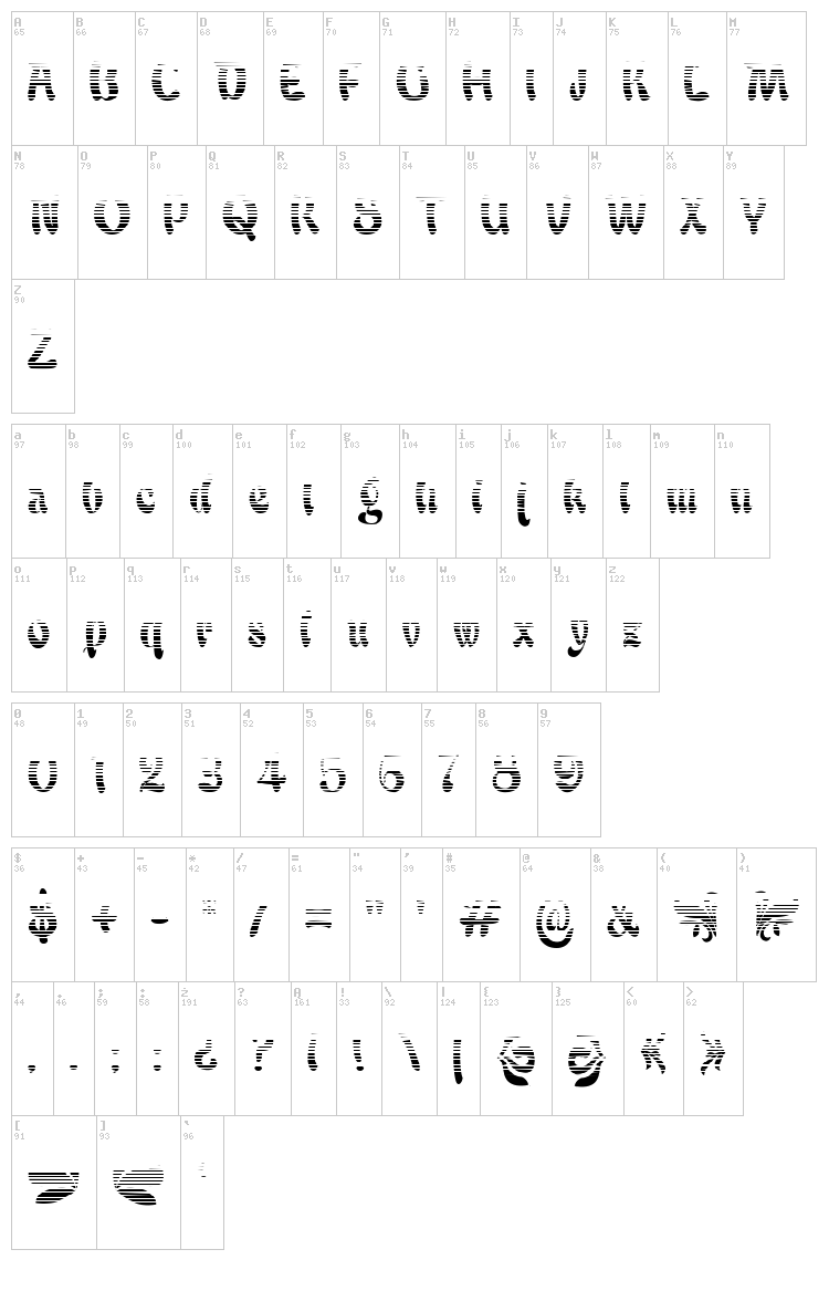 Babalu font map