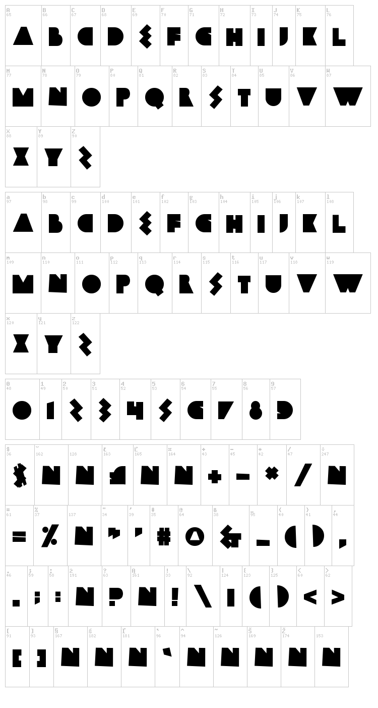 Bamboozler font map