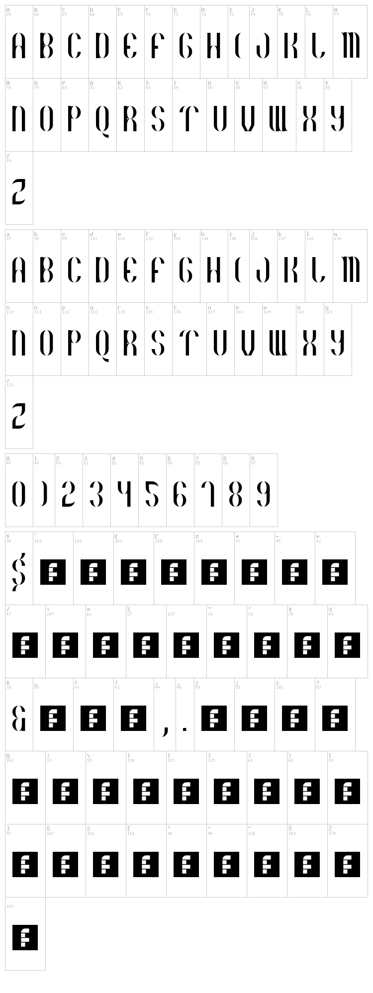 Basico 1983 font map